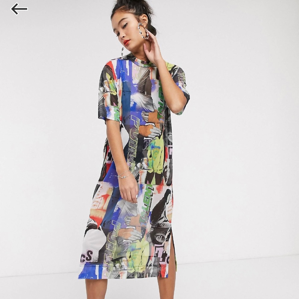 ASOS x Collusion Mesh Midi T-shirt Dress